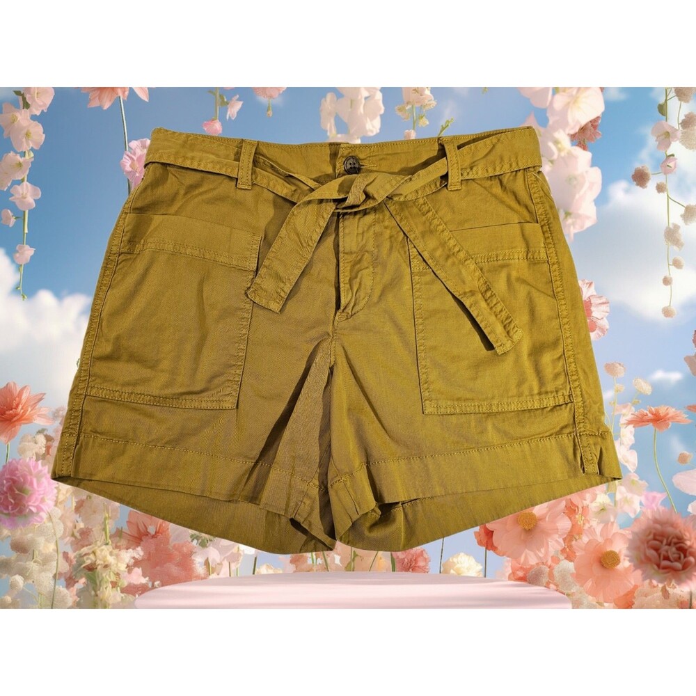 SONOMA Mustard Khaki‎ Chino Walking Shorts Women's 8 Belted Mid Rise Casual